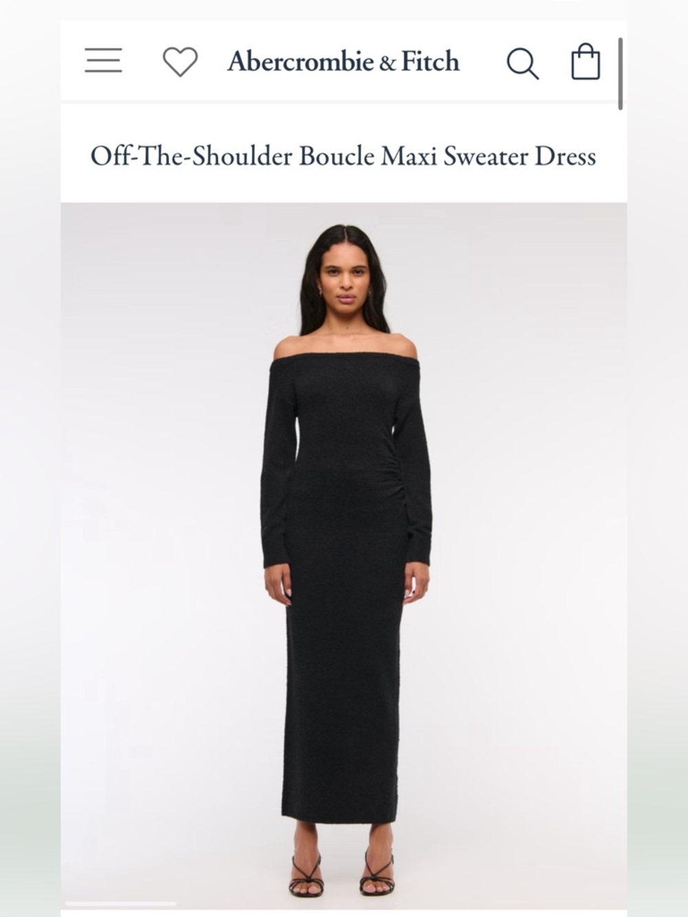 Abercrombie and Fitch Off-Shoulder Long Sleeve Black Maxi Dress